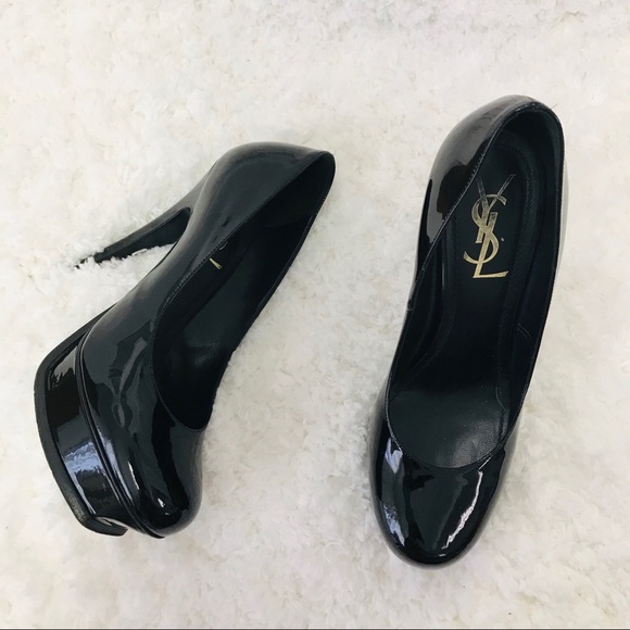 Yves Saint Laurent Shoes - YSL Black Platform Patent Leather Heels 37.5